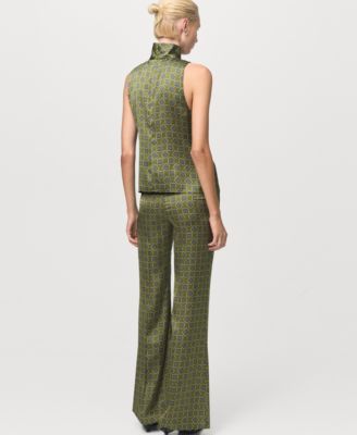 Women's Geometric Print Satin Blouse