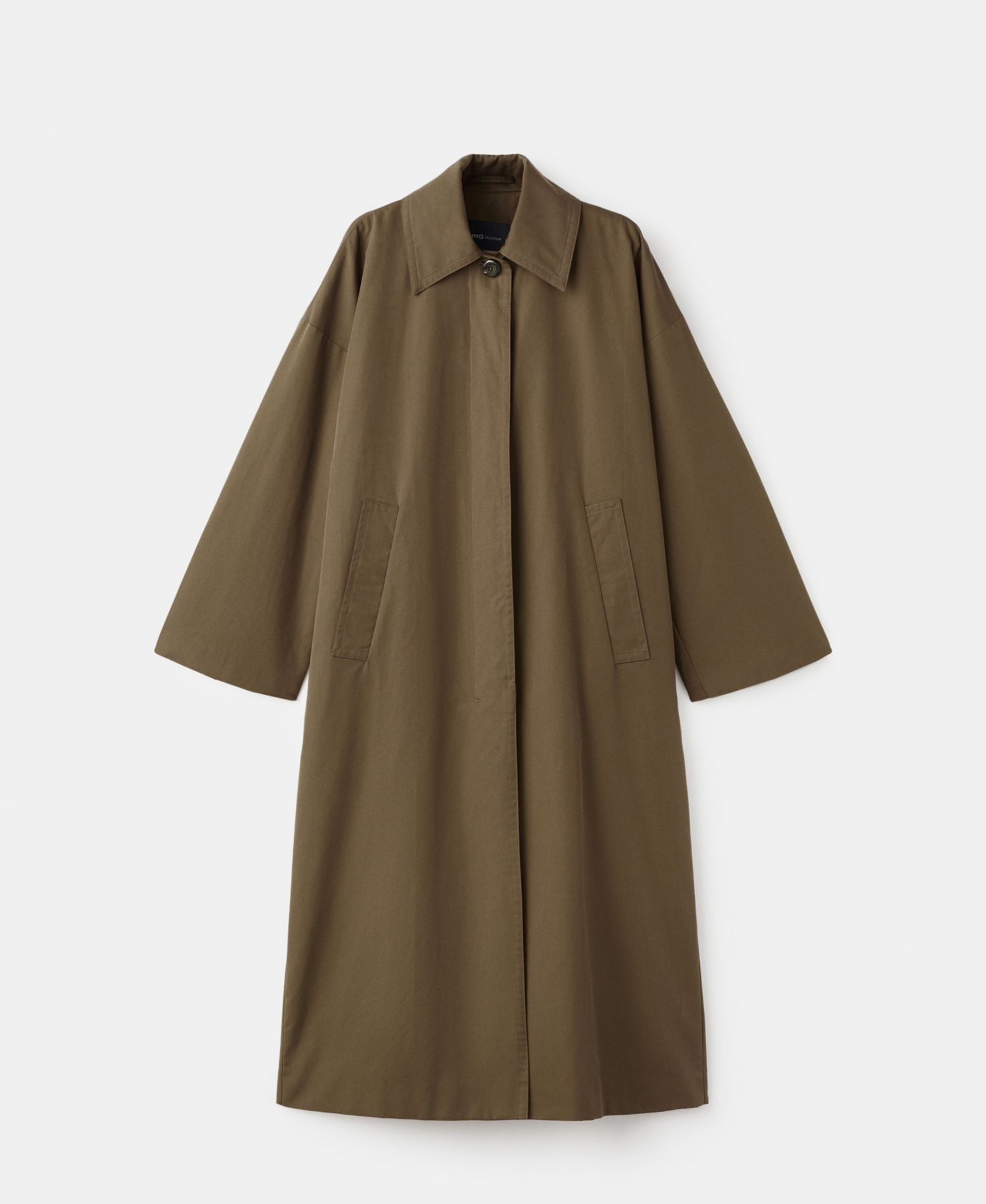 Women's Concealed Buttons Long Cotton Trench Coat