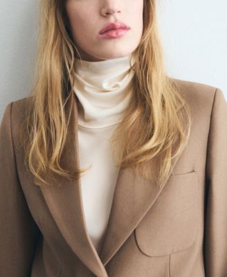 Women's Pockets Wool Blend Suit Blazer