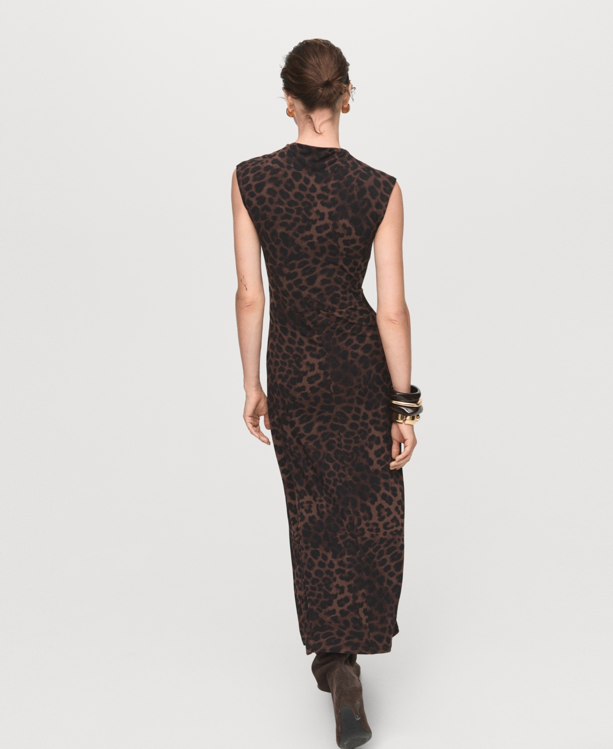 Mango Women's Leopard-Print Fitted Dress