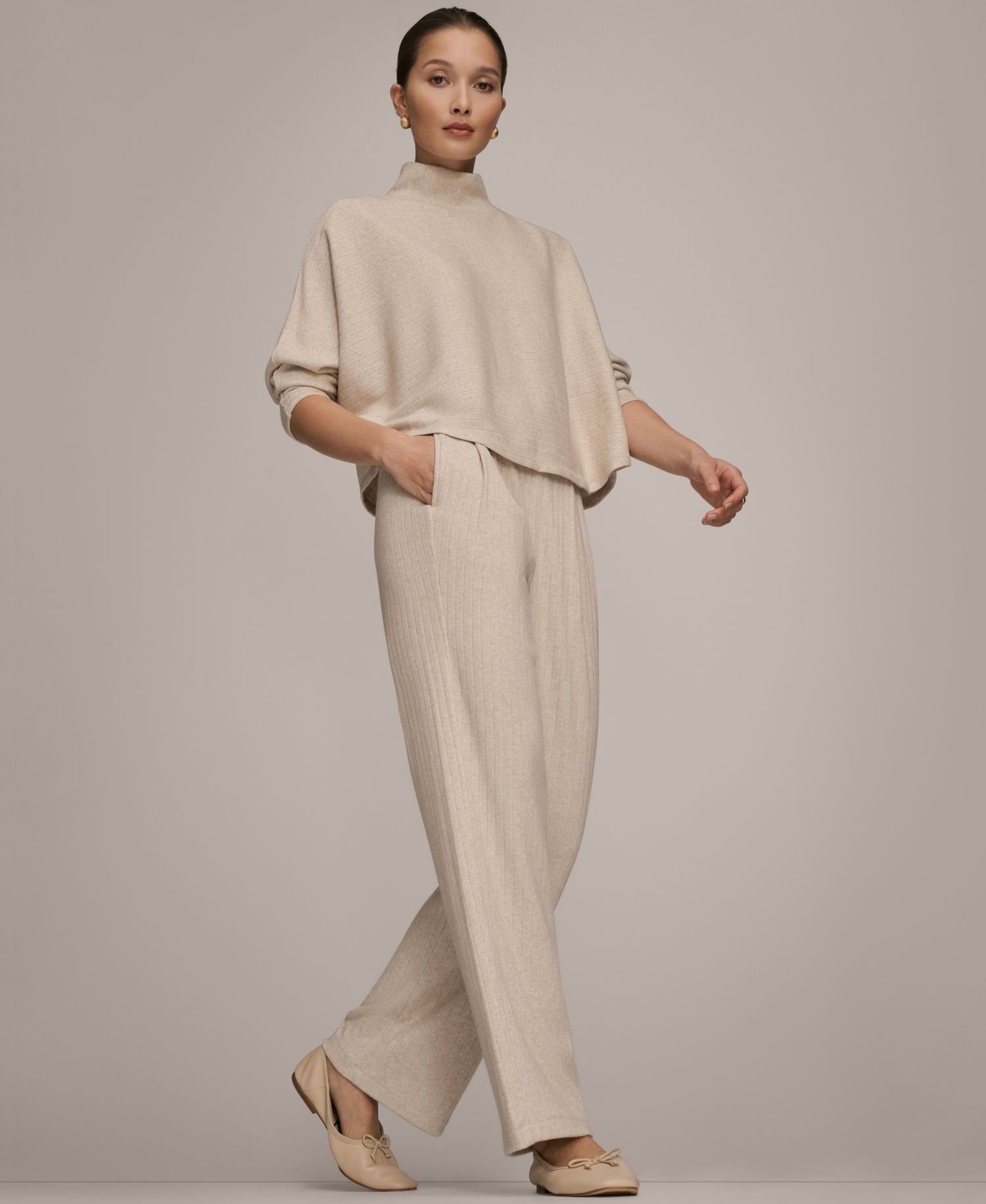 Women's Brushed Rib Dolman Funnel Neck Pullover