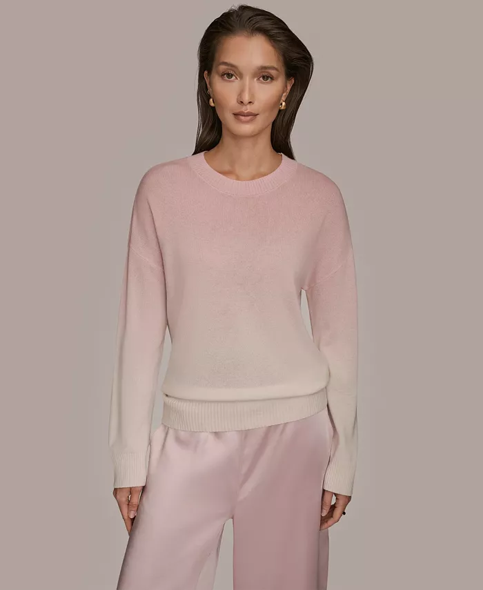 Women's Long Sleeve Wool Cashmere Blend Dye Dip Sweater