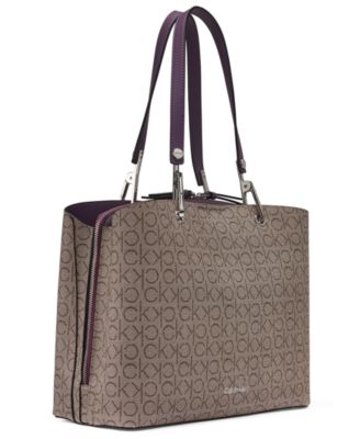 Garnet Signature Triple Compartment Large Top Zipper Tote Bag