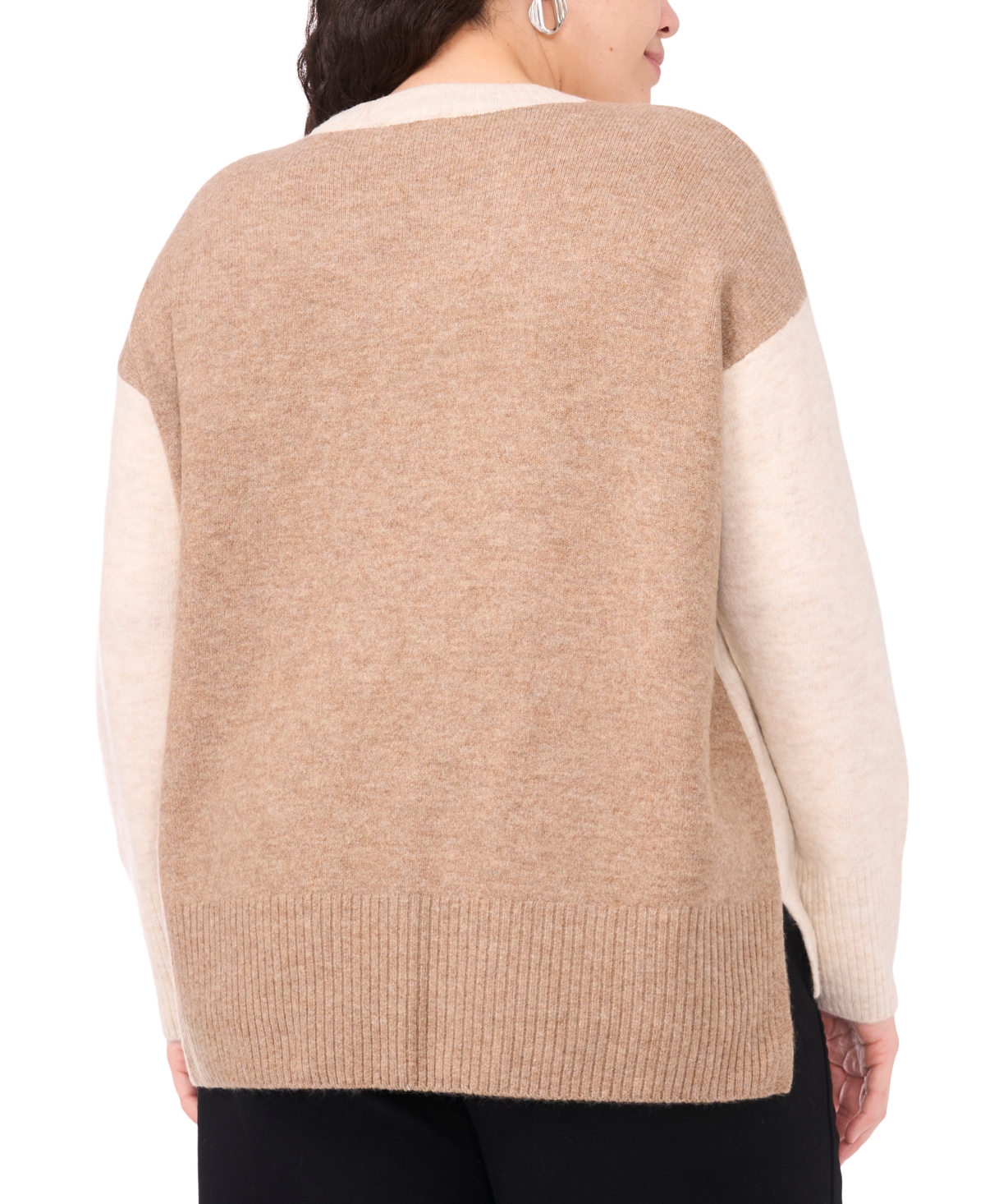 Vince Camuto Plus Size V-neck High Low Hem Sweater In Animal Print