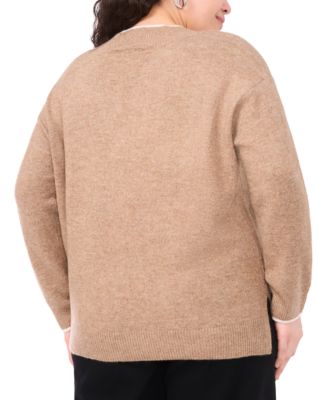 Plus Size V-Neck Side Slit Sweater