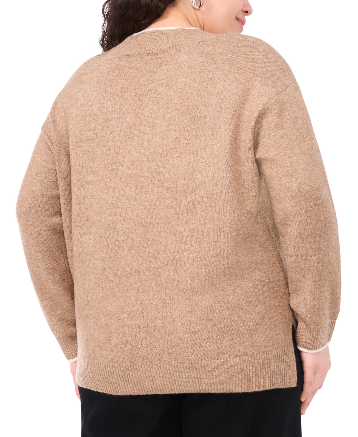 Vince Camuto Plus V-Neck Side Slit Sweater