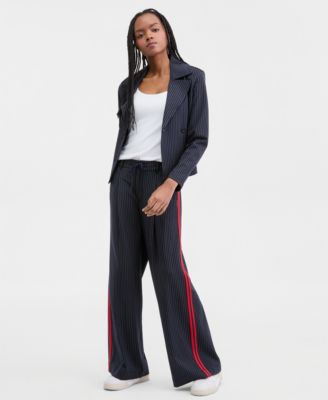 Los Angeles Cropped Trench Jacket, Built-In Bra Top & Pleated Trousers