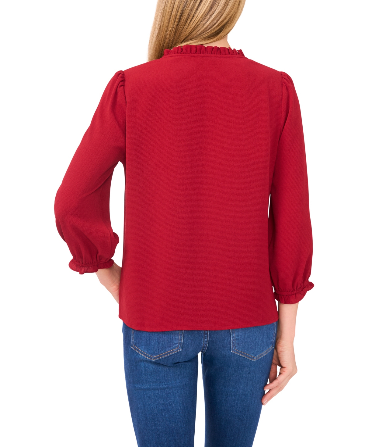 Cece Women's Ruffled Button-front 3/4-sleeve Blouse In Red
