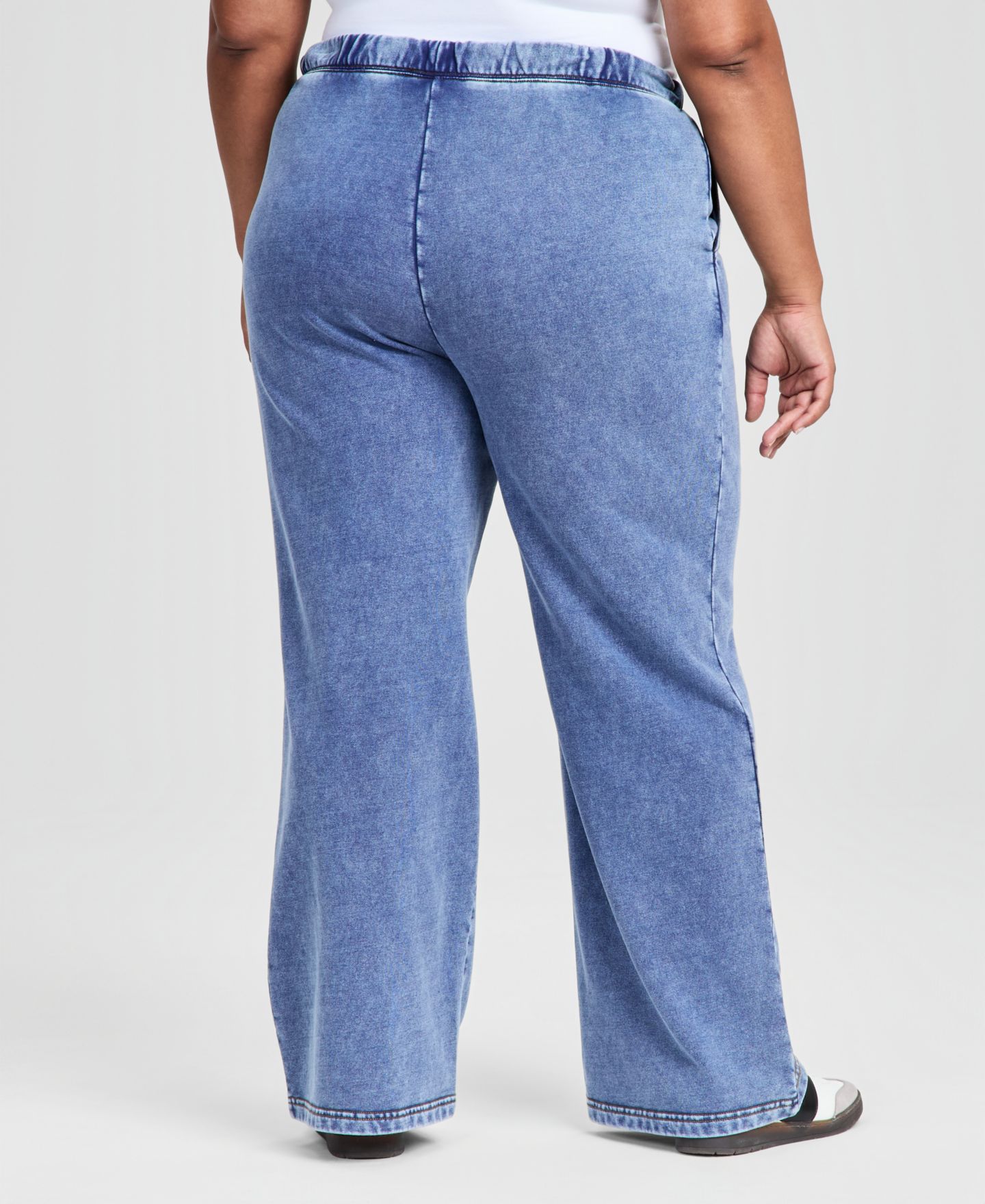 Женские брюки And Now This Plus Size Faux-Denim French Terry Wide-Leg, цвет: Джинсовый синий — фото 4