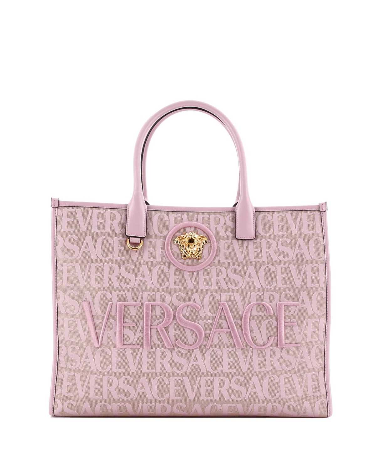 Pre-Owned Versace Large La Medusa Tote All Over Logo Canvas