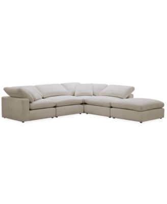 Fog 5-Pc. Fabric L-Sectional Ottoman End Sofa Set