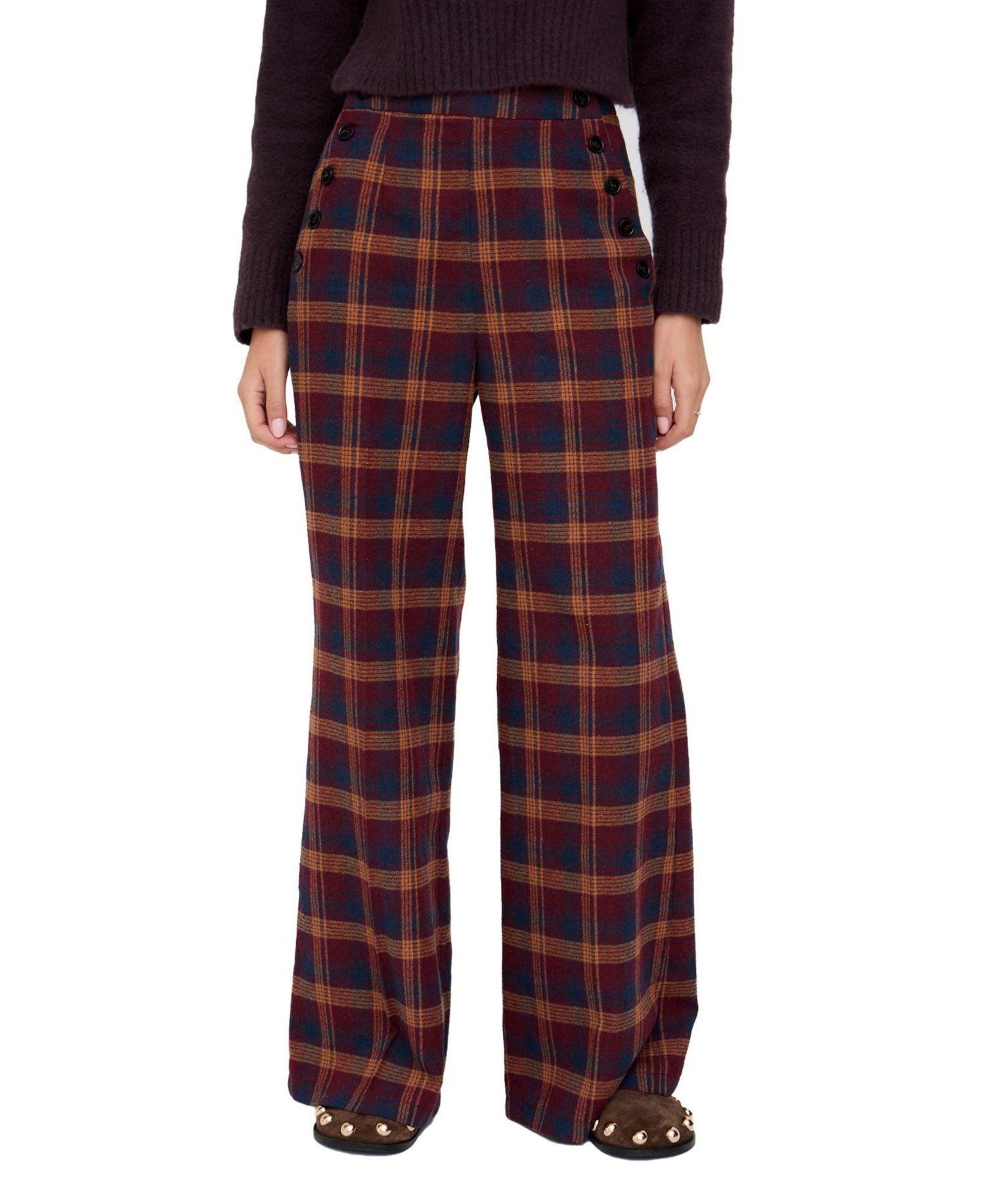 Women's Damson High Waisted Tartan Print Trouser