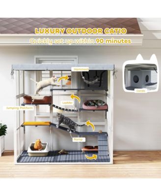 Outdoor Catio Cat Enclosure for 2-4 Large Cats, 71" Length