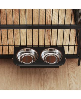 Dog Crate Furniture 30 in Dog Kennel Table with Rotatable Bowls,