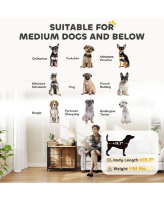 Dog Crate Furniture 30 in Dog Kennel Table with Rotatable Bowls,