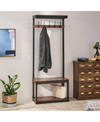 Streamdale Mango Wood Entryway Coat Rack Bench with Storage