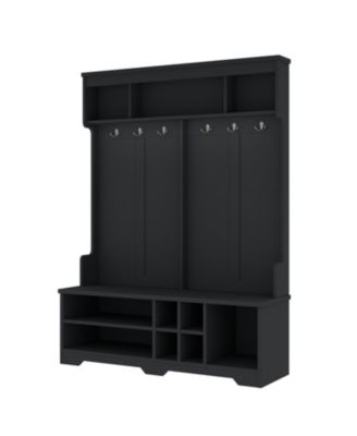 Streamdale Hall Tree Coat Rack Shoe Cubby Storage - Black