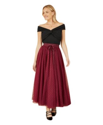 Women's Mesh Heart Print Tulle Skirt