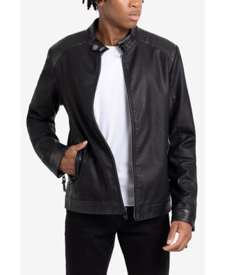 Men's PU Racer Jacket With Faux Shearling Lining