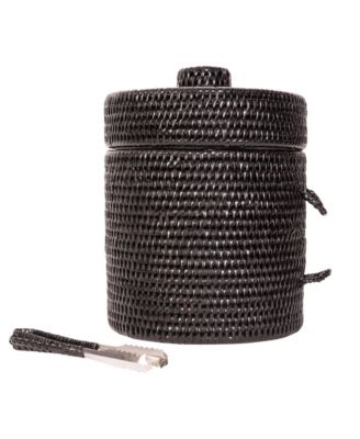 Artifacts Trading Company Rattan Ice Bucket with Tongs