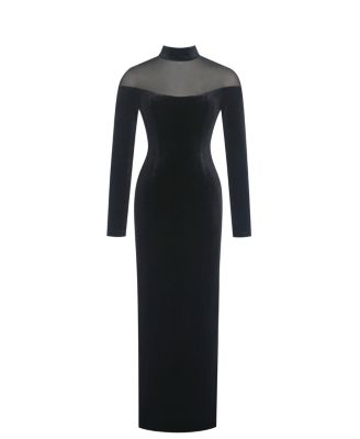 Women's Blair Black Sheer Mock Neck Maxi Dress