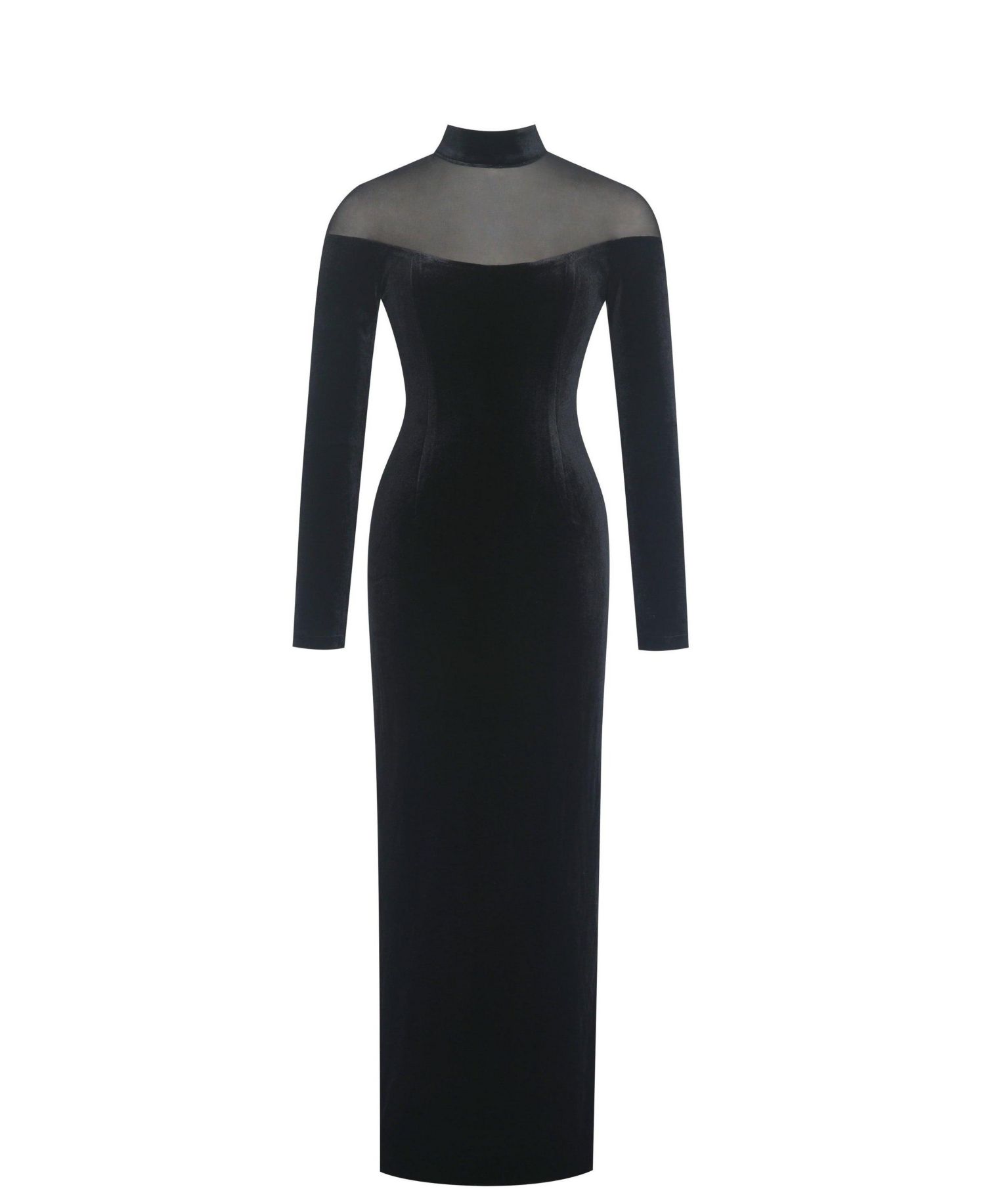 Women's Blair Black Sheer Mock Neck Maxi Dress