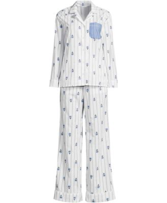 Women's Cotton Poplin 2 Piece Pajama Set - Long Sleeve Top and Pants