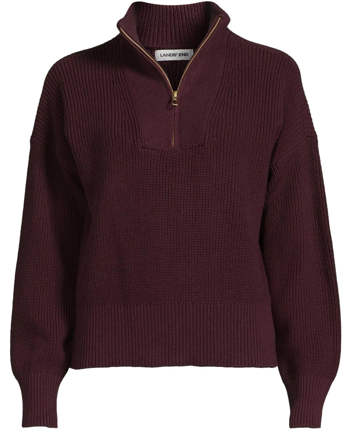 Lands' End Women's Tall Drifter Shaker Wedge Quarter Zip Sweater