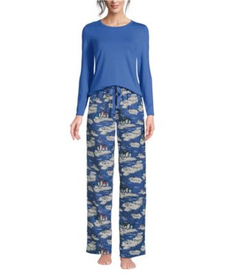 Women's Pajama Gift Set - Knit Long Sleeve Top and Flannel Pants