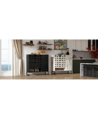 Farmhouse Sideboard Cabinet, Coffee Bar, Arched Doors - Retro White