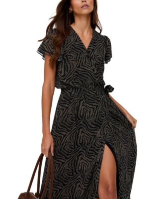 Women's Devina Ruffle Detail Zebra Print Maxi Dress