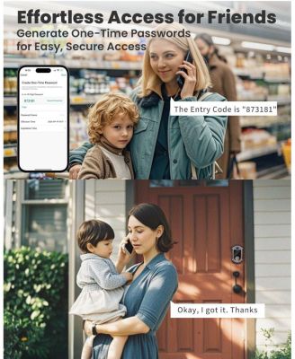 Keyless-Entry Deadbolt Smart Lock with Fingerprint, Keypad, Key Fob, Smartphone Bluetooth Control, Auto-Lock, IP56 Waterproof, Satin Nickel