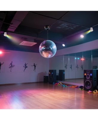16" Large Disco Ball with Motor and Lights 6RPM Rotator & 2PCS 3W RGB Spotlights for 70s 80s Party DJ Bands Studio Event