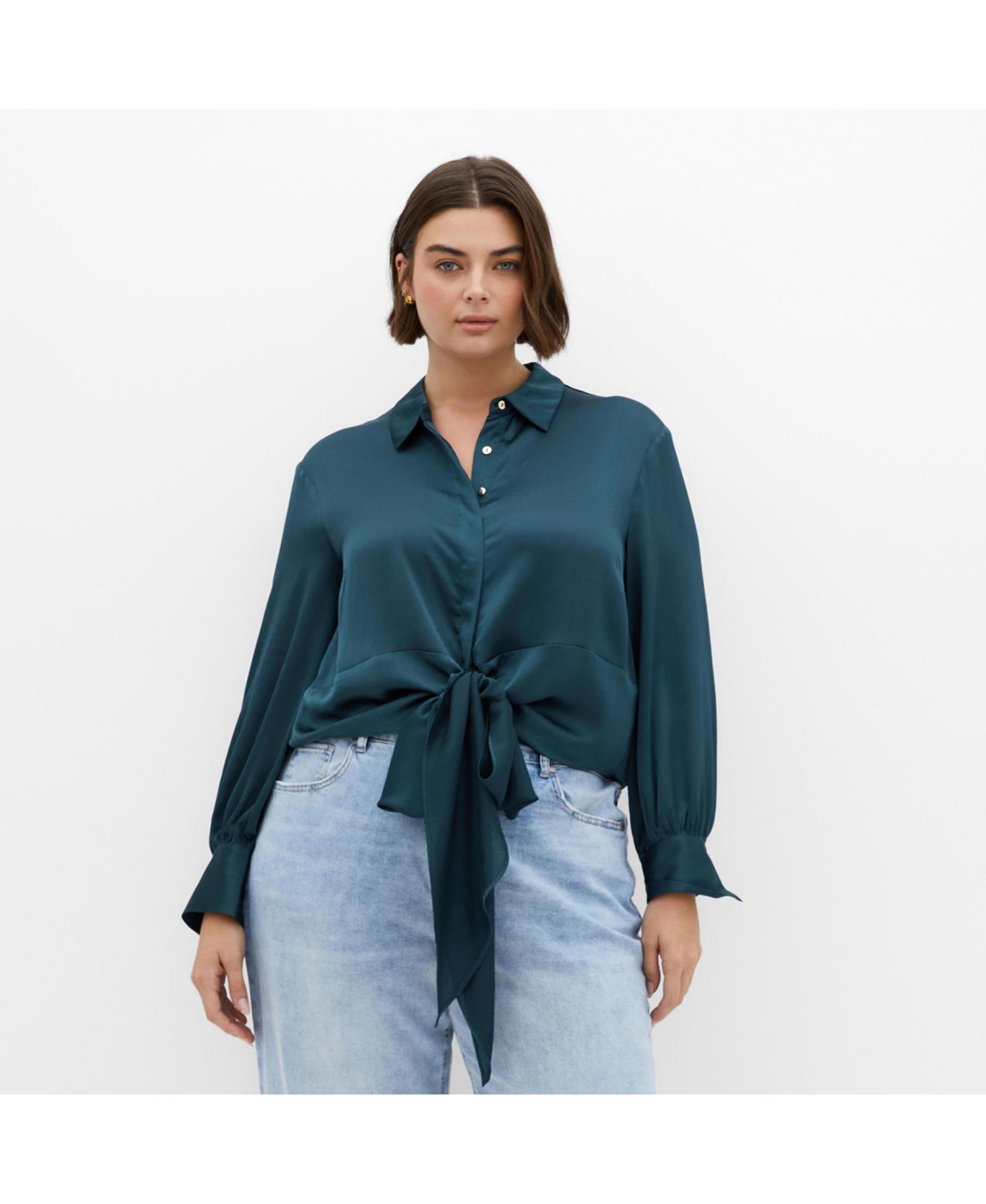 Женская рубашка CITY CHIC Plus Size Ellie, цвет: Глубокий бирюзовый — фото 1