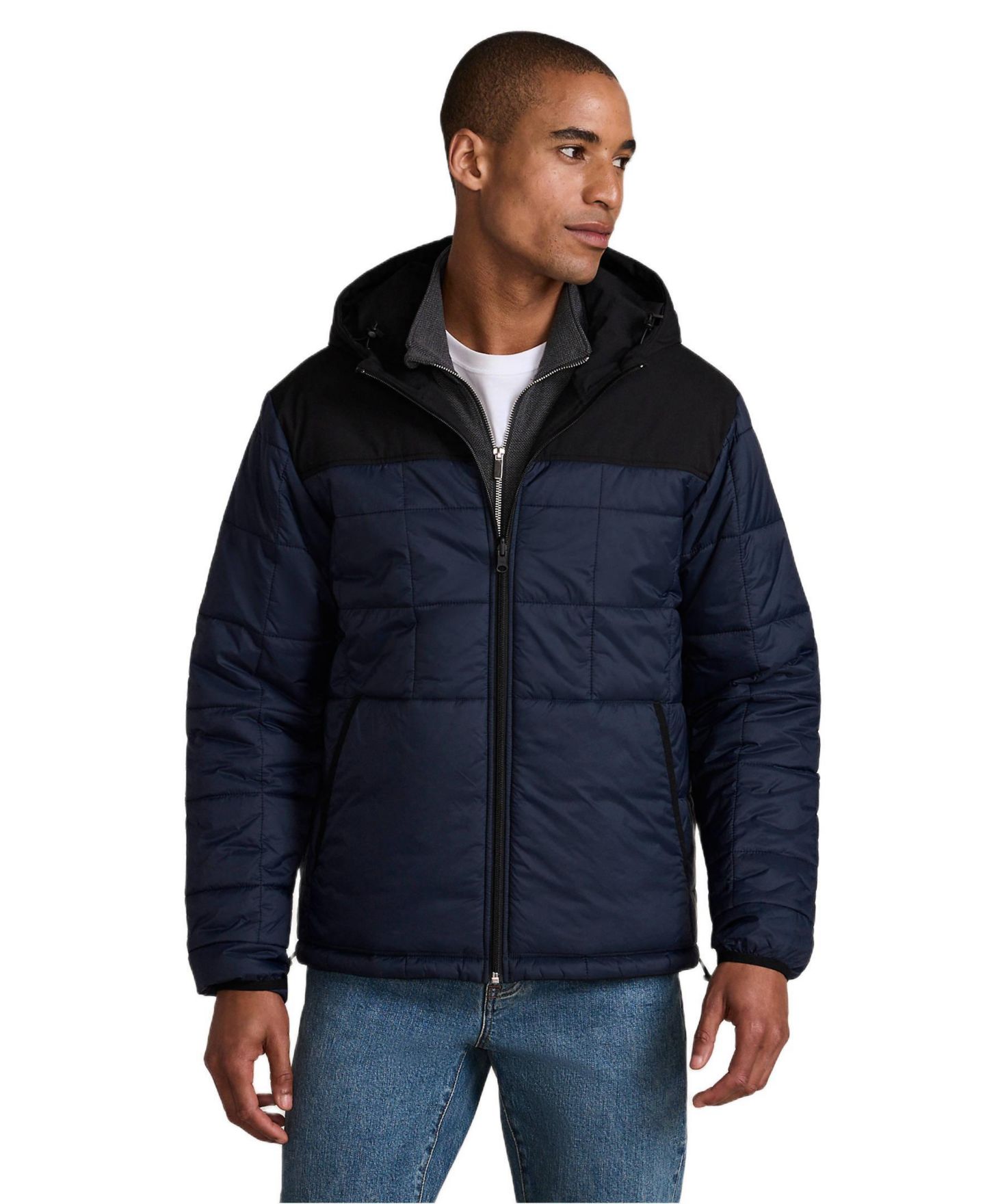 Мужская куртка Lands' End Weatherproof Reversible Hooded, цвет: Чёрный / Тёмно-синий — фото 1