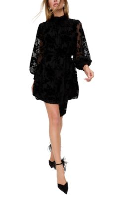 Women's Brezze High Neck Velvet Burnout Mini Dress