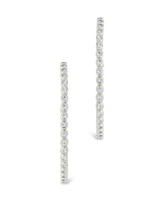 Sterling Silver Bezel Statement Bubble Hoops - 1"