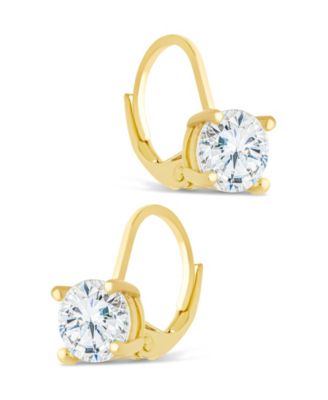 Sterling Silver Round Cut French Clip Earrings