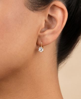 Sterling Silver Princess Cut French Clip Earrings