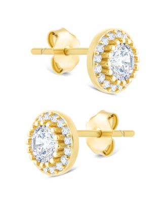 Sterling Silver Round Cut Brilliant Halo Studs