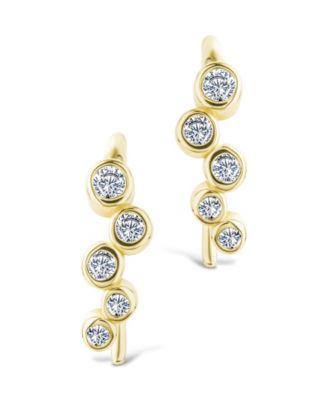 Sterling Silver Talia CZ Bezel Crawler Earrings