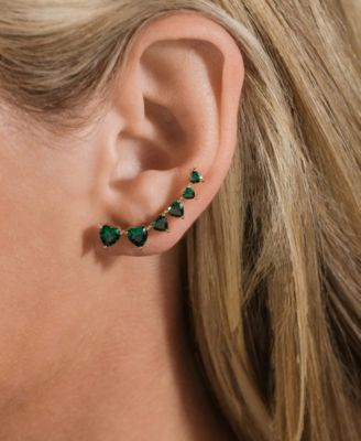 Sterling Silver Jillian CZ Heart Crawler Studs