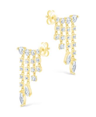 Sterling Silver Adrian CZ Waterfall Statement Studs