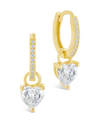 Sterling Forever - Sterling Silver Eugenia Heart Cut CZ Dangle Micro Hoops