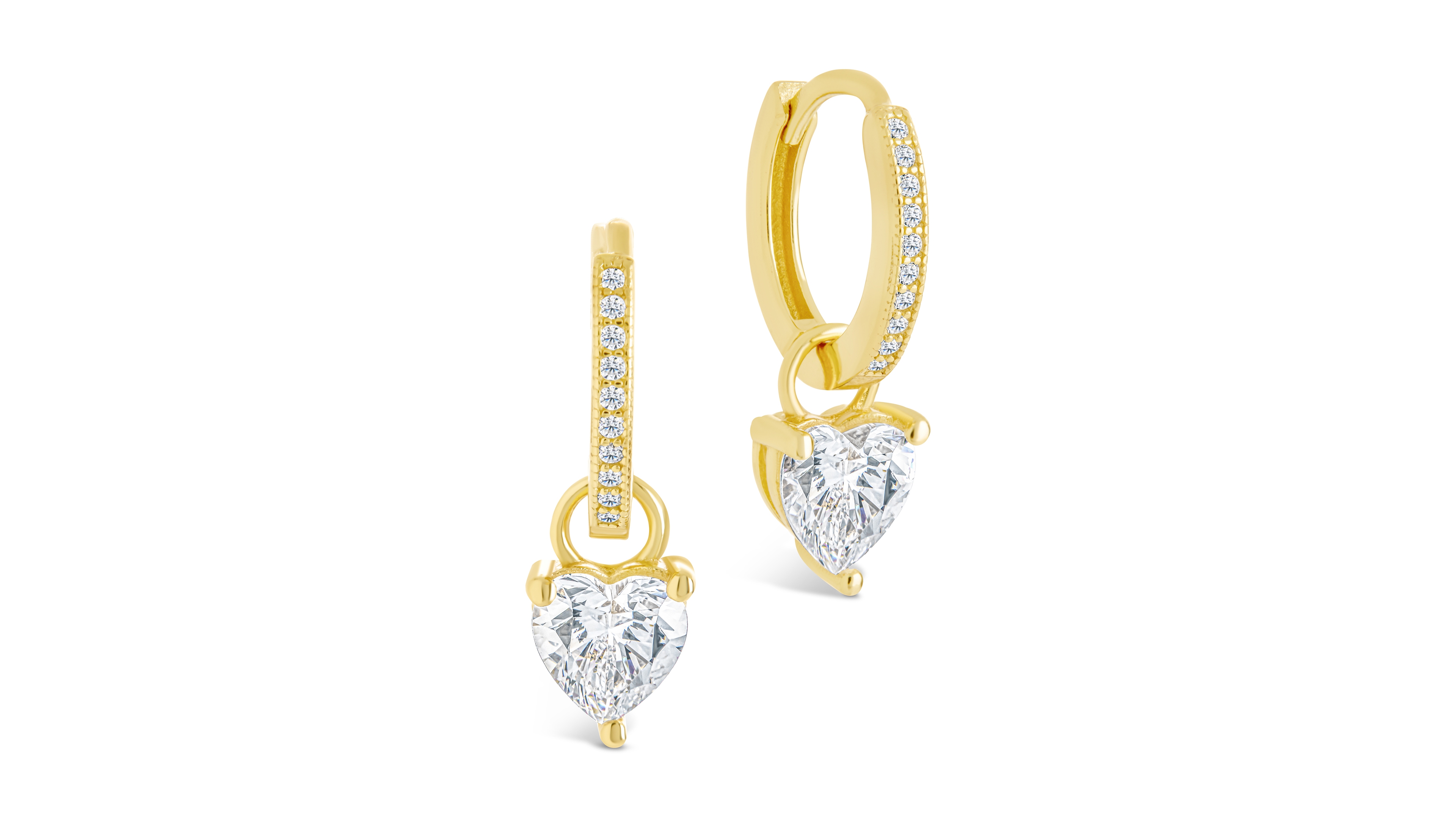 Sterling Forever Silver Eugenia Heart Cut Cz Dangle Micro Hoops
