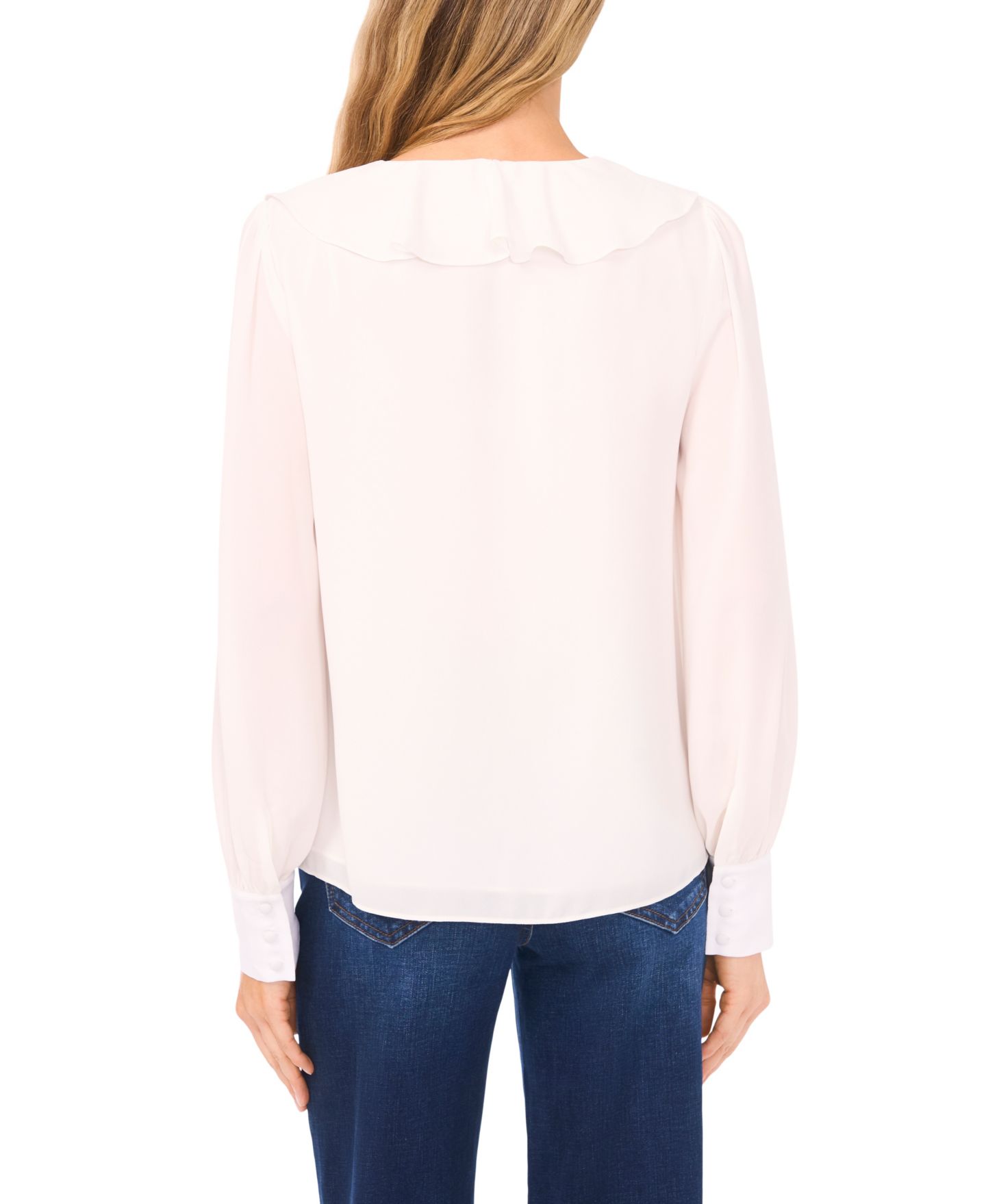 Женский топ CeCe Ruffle Tie V-Neck, цвет: Слоновая кость — фото 2