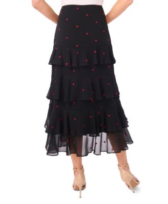 Women's Tiered Ruffle Flounce Midi Skirt