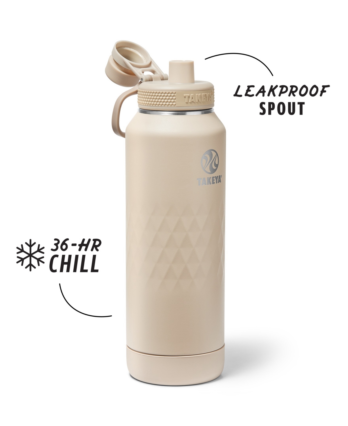 Takeya Sport 40 Oz. Triple-insulated Water Bottle With Spout Lid In Brown