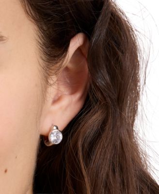 Cubic Zirconia Round Huggies Earrings