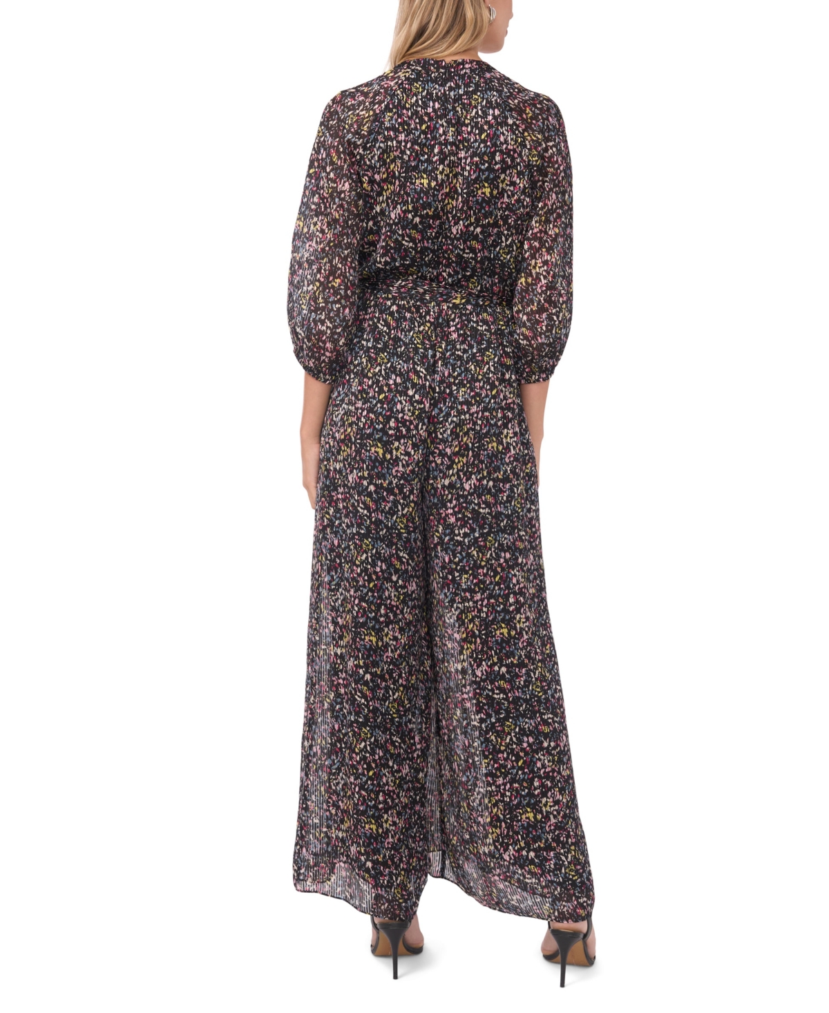 Vince Camuto Pleated Wide Leg Jumpsuit In Multi